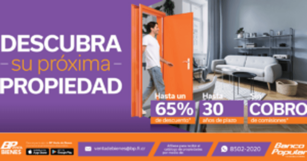 BP Venta de Bienes ofrece propiedades con hasta 65 % de descuento y financiamiento a largo plazo