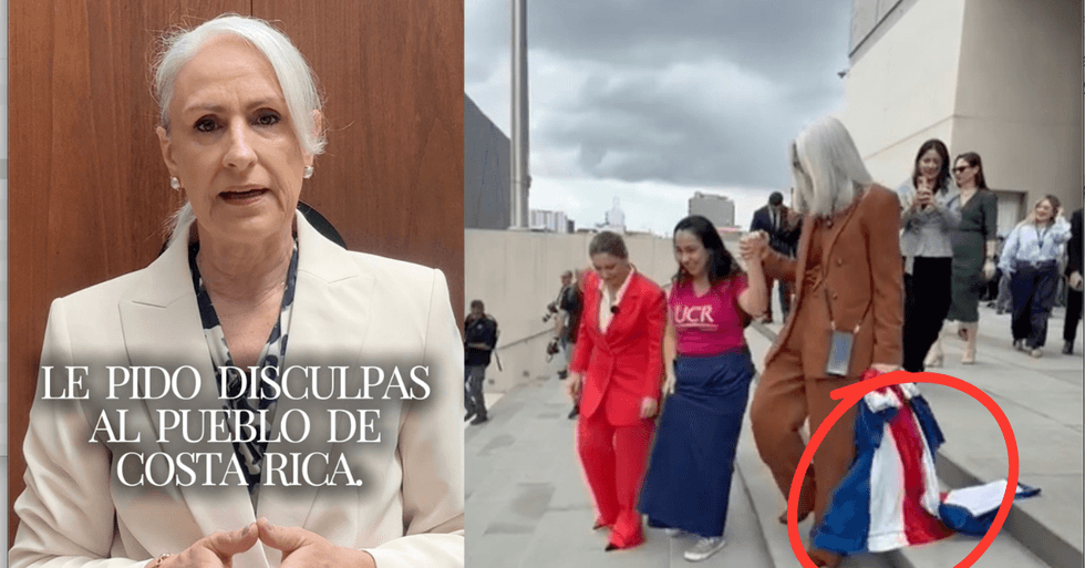 Diputada del PUSC ofrece disculpas por arrastrar bandera de Costa Rica por el piso