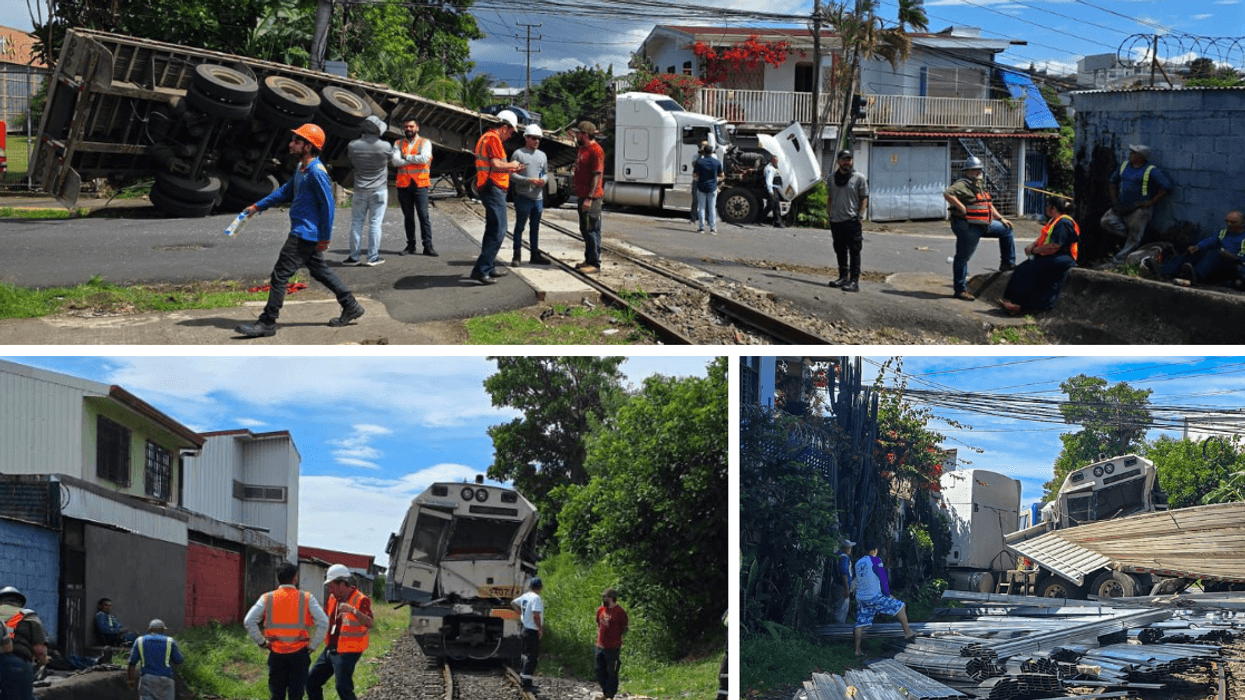 Tráiler choca contra el tren en Tibás y deja 11 heridos leves