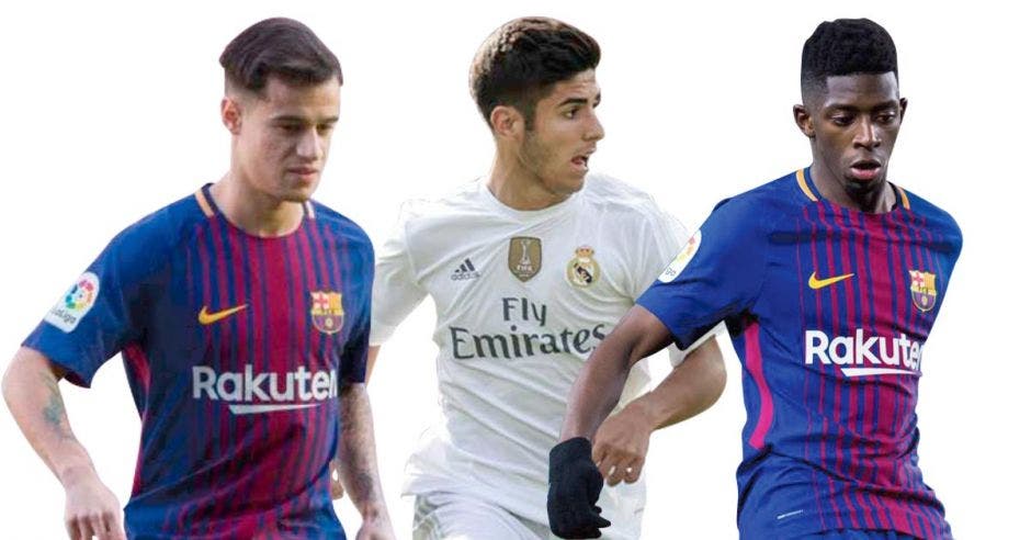 Dembélé, Coutinho y Asensio son los llamados a figurar en la liga española tras la salida de Ronaldo e Iniesta. Archivo/La República