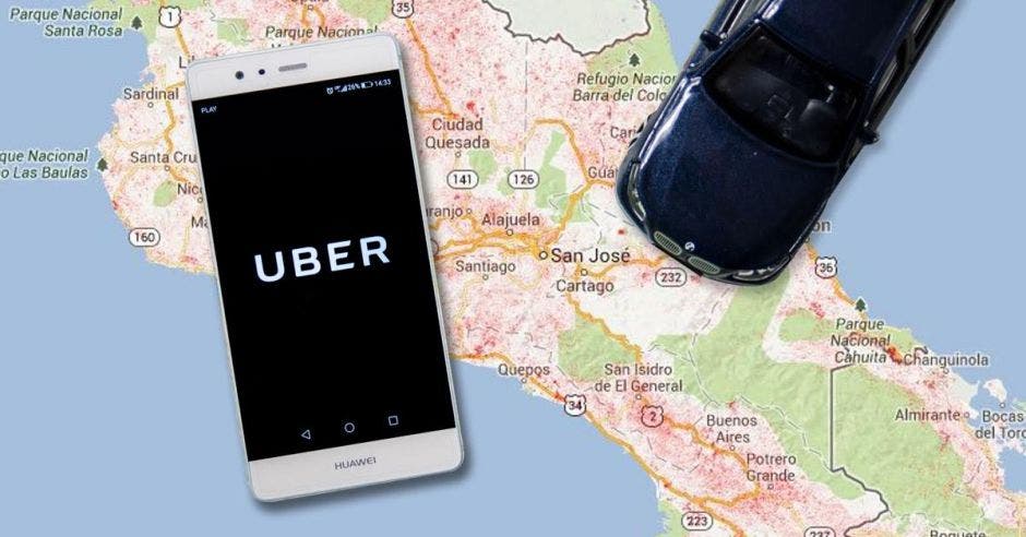 Uber un mapa un carro