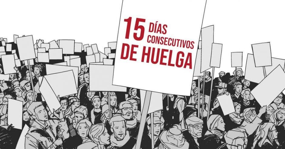 huelga con un cartel de 15 días