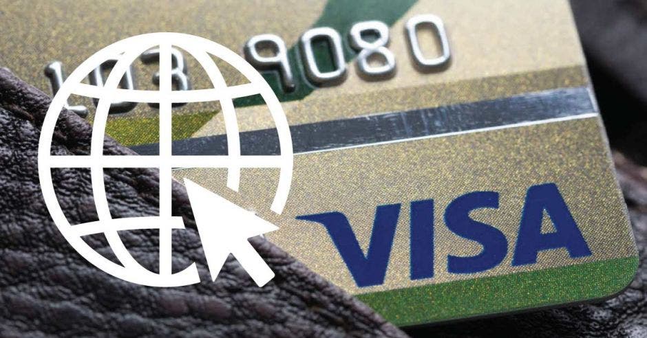 Tarjeta de visa sobre una búsqueda de sitio web