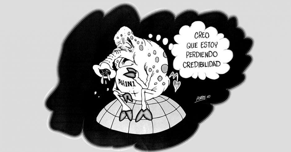 Caricatura de un virus del AH1N1 triste