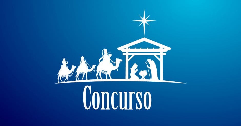 Imagen de un portal navideño sobre fondo azul, abajo en letras las palabras "Concurso"