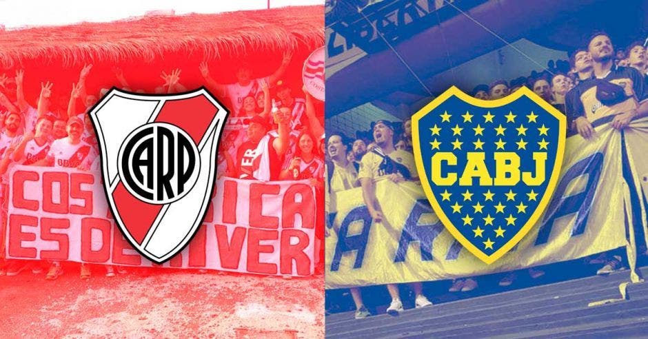 El escudo de River Plate junto al de Boca Juniors