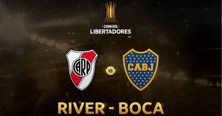 Los logos de Boca y River con el fondo café