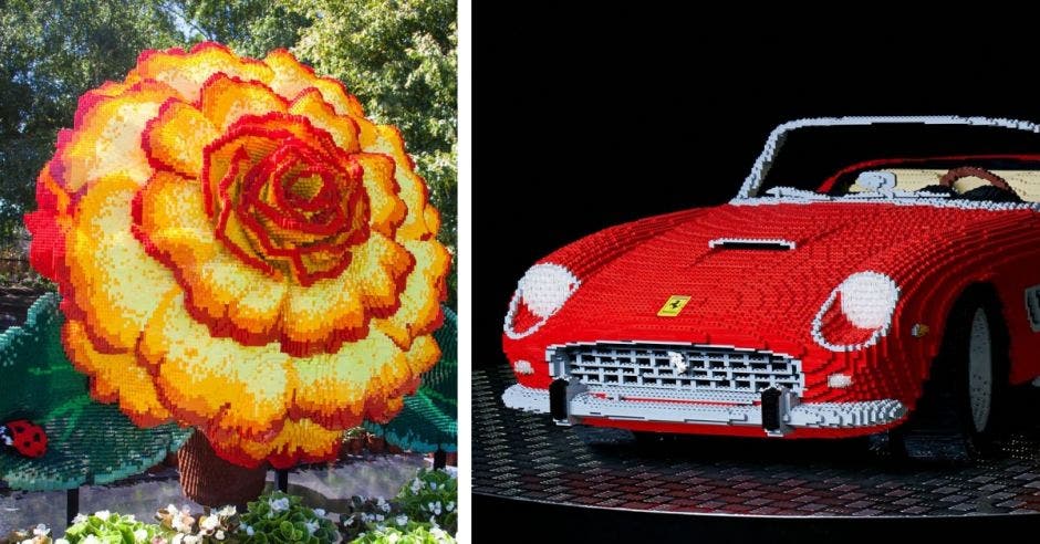 flor y Ferrari a base legos