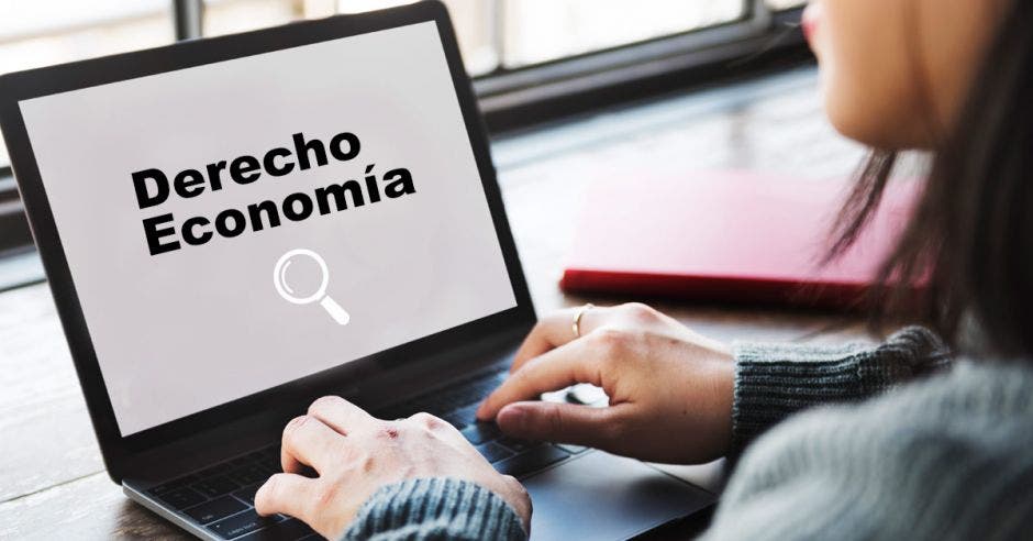 Una computadora con la búsqueda de derecho y economía