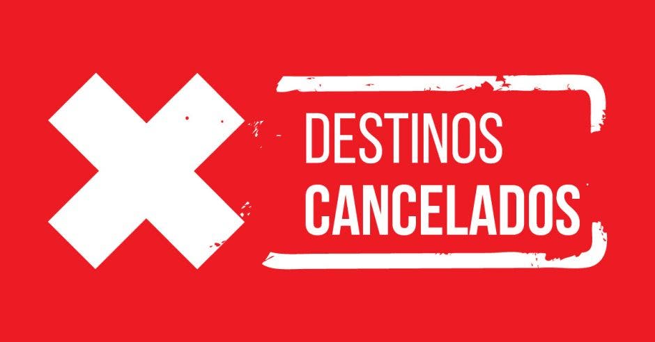 rótulo que dice: destinos cancelados