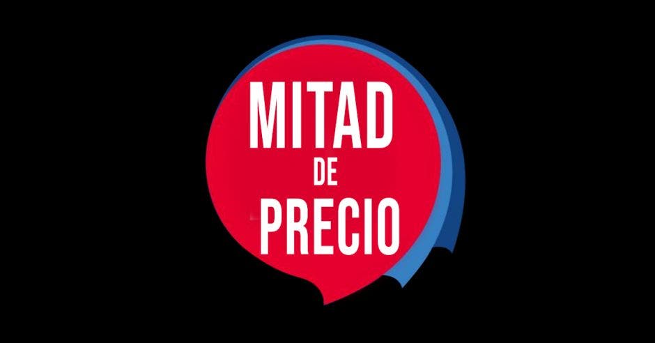 rótulo que dice: mitad de precio