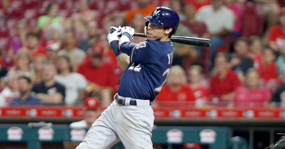 Christian Yelich de los Cerveceros de Milwaukee es el máximo vuelacercas de las Grandes Ligas. MLB/La República