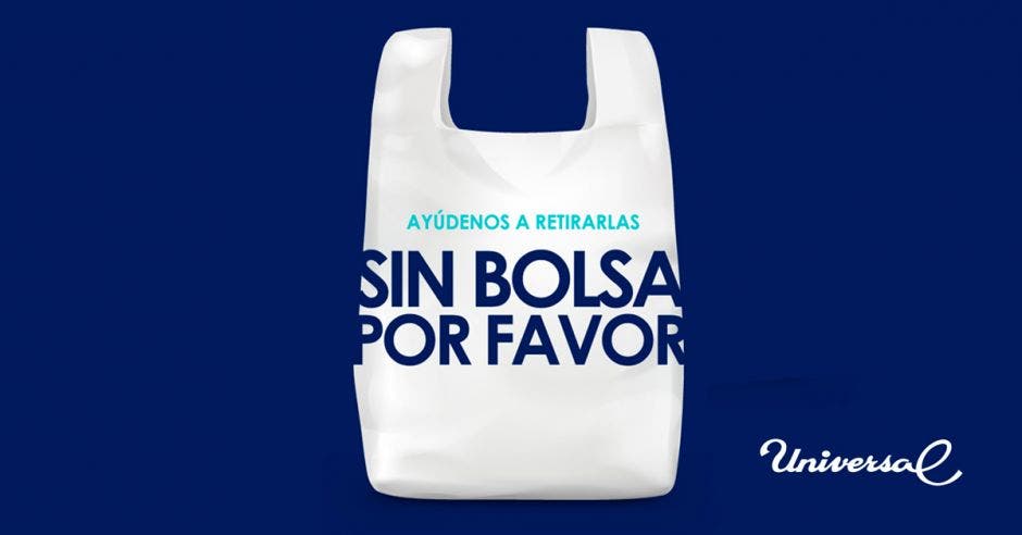 dibujo de bolsa plástica blanca sobre fondo azul