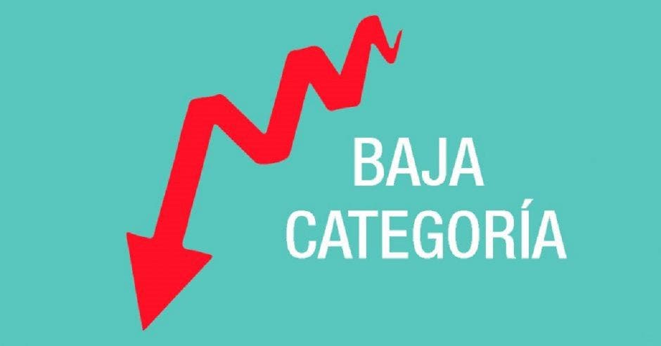 Una flecha hacia abajo con la palabra baja categoría