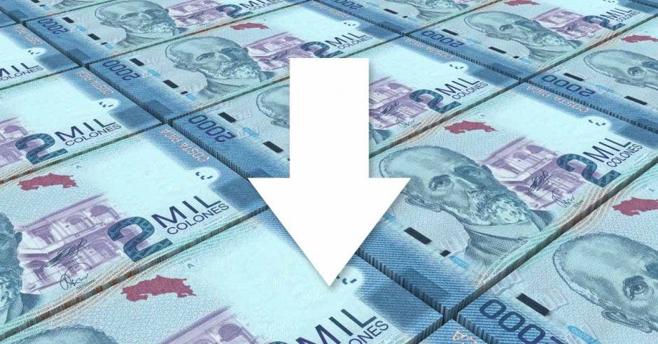 billetes y una fecha que indica hacia abajo