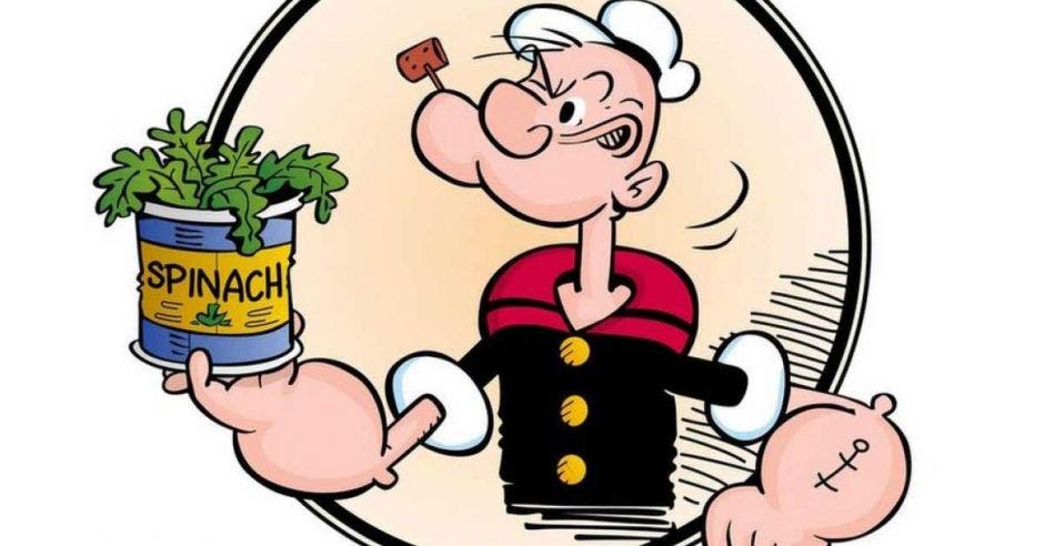Popeye comiendo espinacas