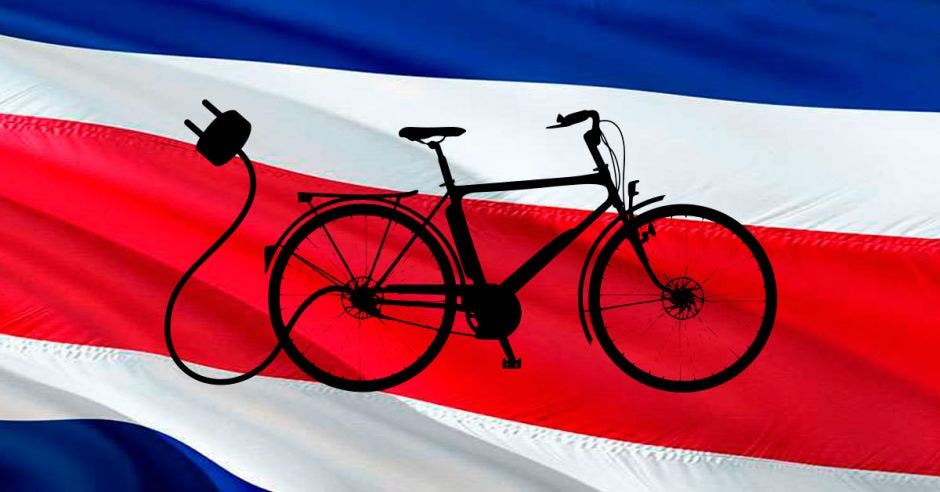 bici eléctrica y bandera de costa rica