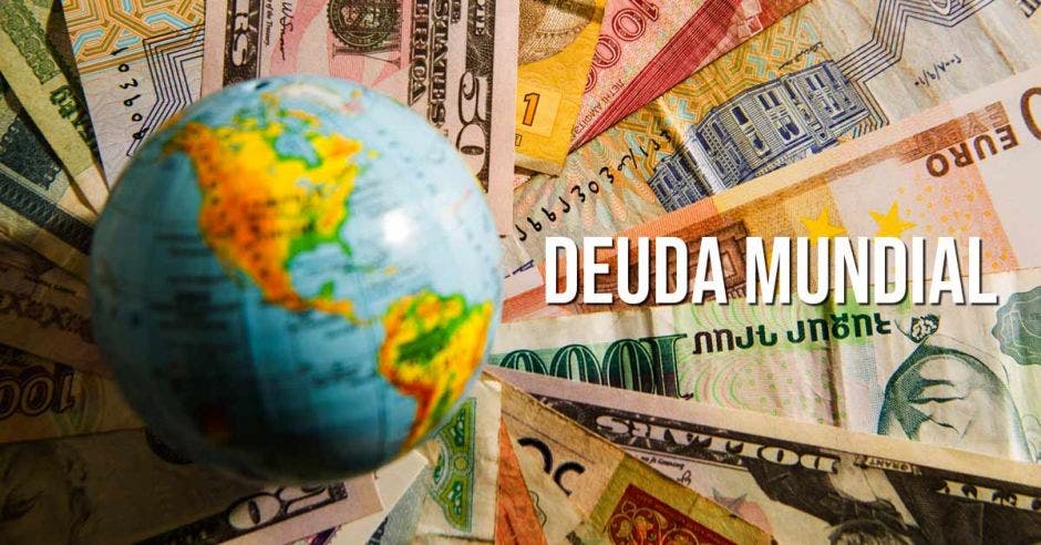 Mapa mundí, billetes, deuda mundial