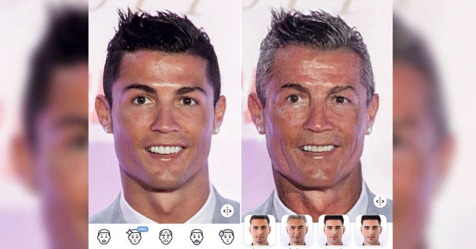 El futbolista Cristiano Ronaldo en la aplicación FaceApp