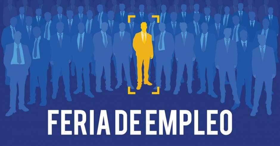 Siluetas y la palabra feria de empleo