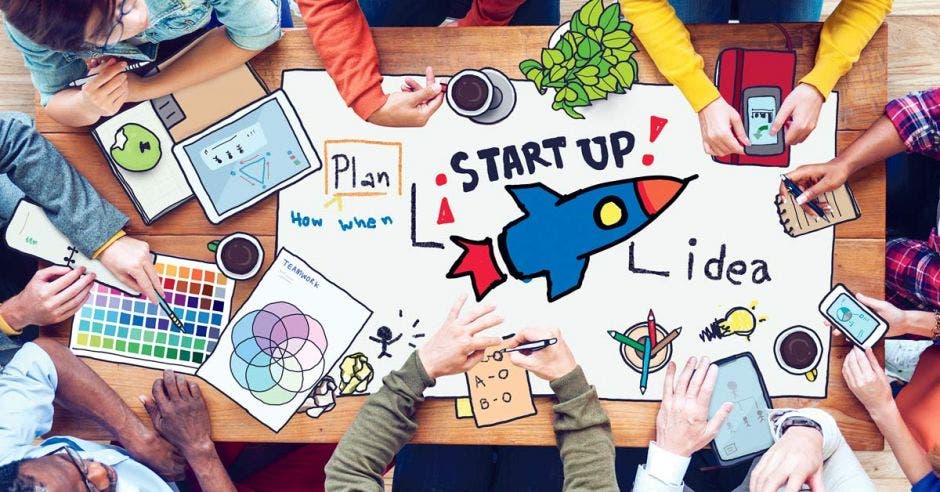 Mesa con concepto de startup