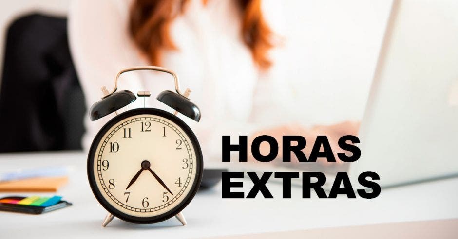 Un reloj y la palabra horas extras