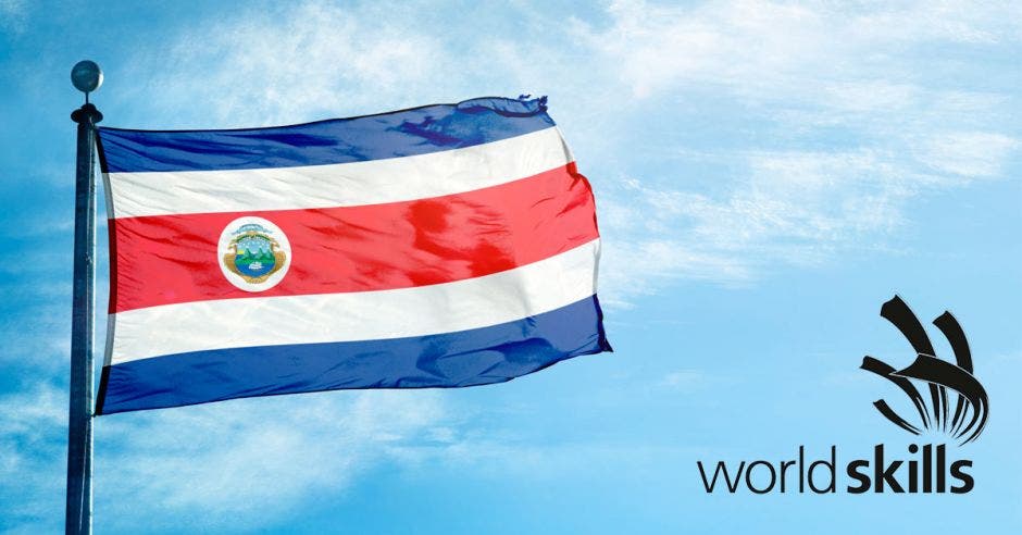 Una bandera de Costa Rica y la palabra WorldSkills