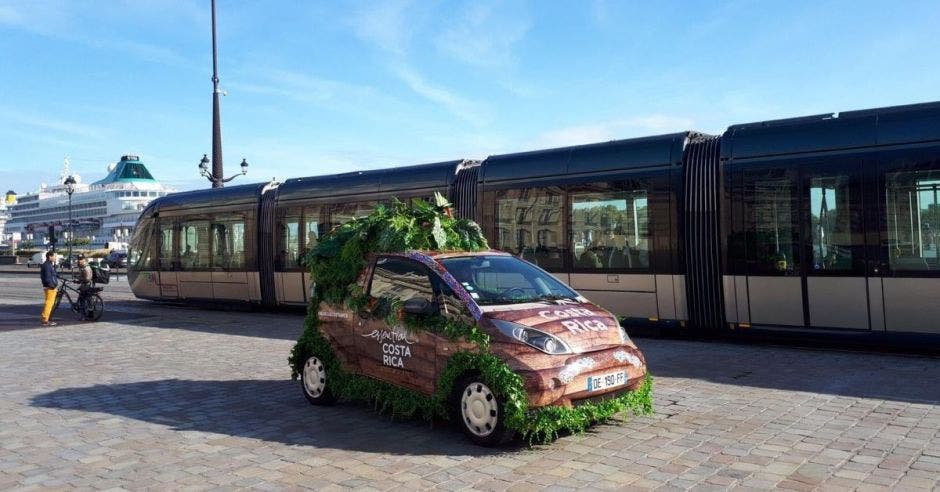 Los vehículos son decorados con muestras del bosque tropical costarricense