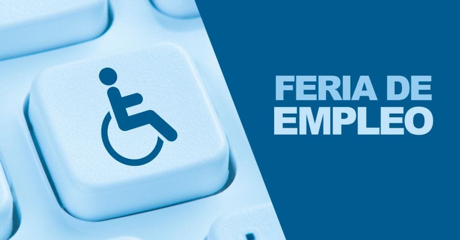 Un teclado con un símbolo de discapacidad y la palabra Feria de Empleo