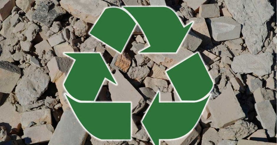 cemento y piedras, símbolo de reciclaje