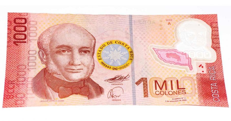 Un billete de mil colones