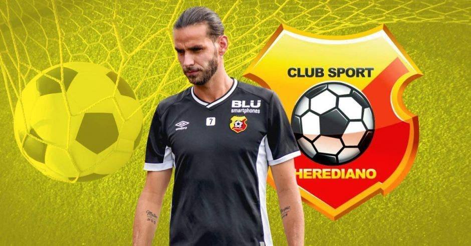 yendrick ruiz y escudo de herediano