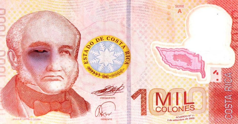 billete de mil colones con un ojo morado