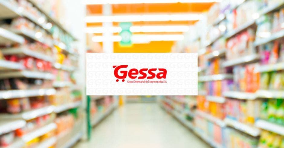 El logo de Gessa sobre un pasillo de supermercado