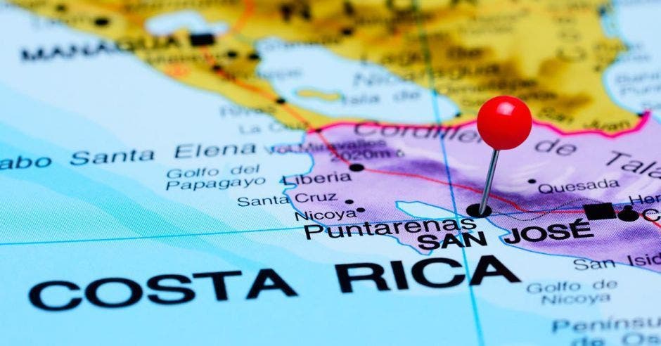 Un mapa señalando Costa Rica