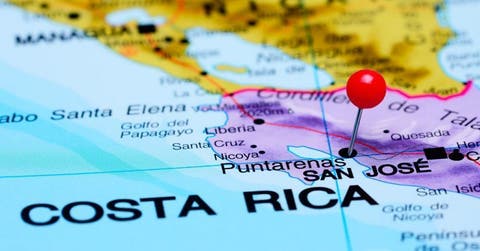 Un mapa señalando Costa Rica