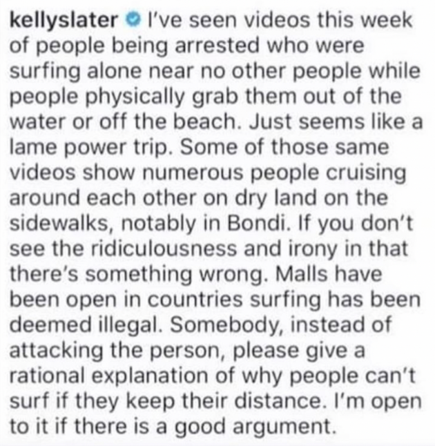 Tomado de Instagram Kelly Slater