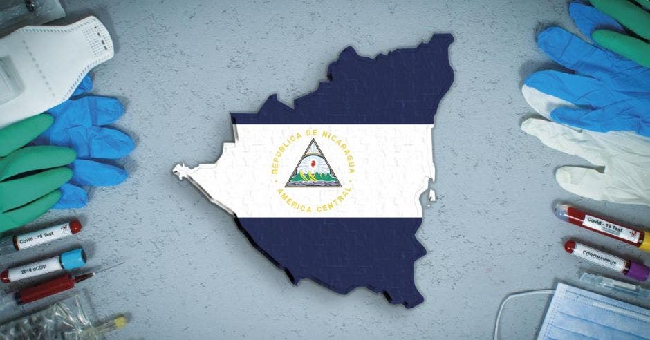 un mapa de NIcaragua con la bandera pintada