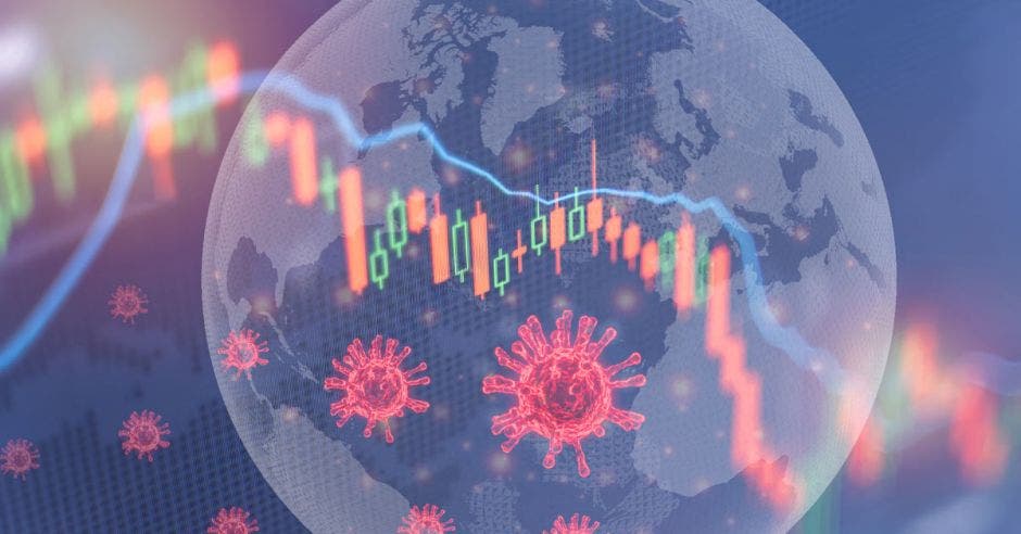 mundo de fondo con gráficos en caída