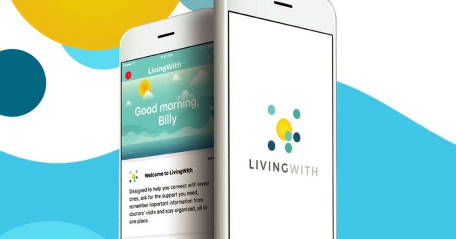 Vemos dos iphones con el display de la App "LivingWith"