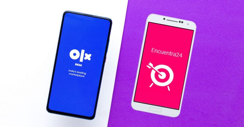 OLX y Encuentra24 puestos en dos celulares diferentes