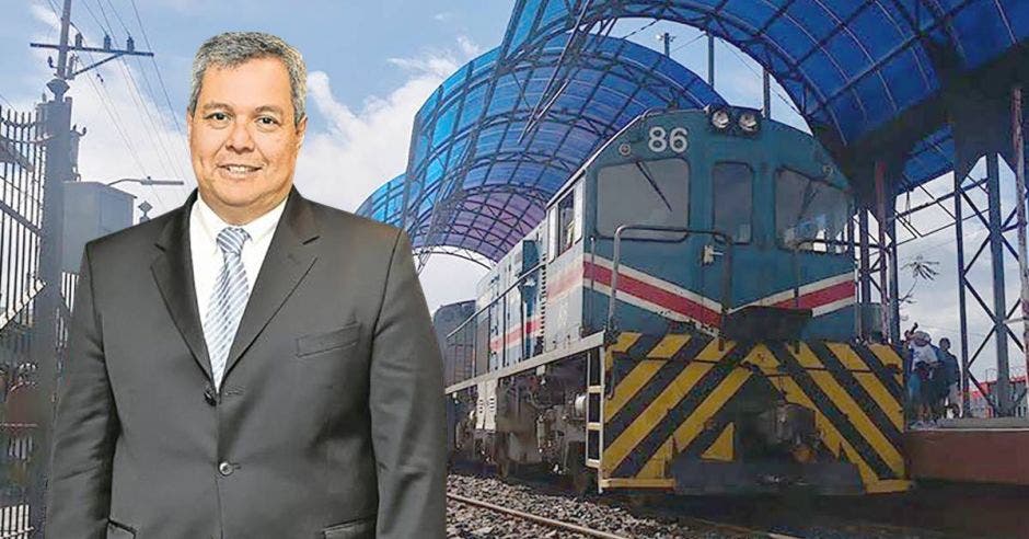 Dante Mossi, presidente Ejecutivo del BCIE, con un tren de fondo