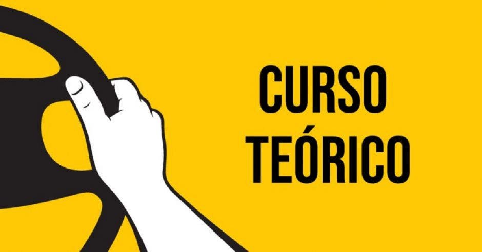 Curso teórico con persona y su mano en volante