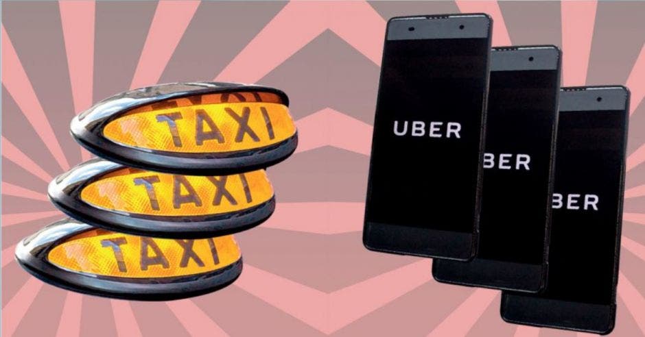 Taxi y uber, signos