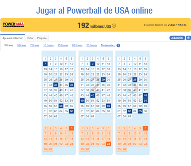 Jugar powerball USA TheLotter