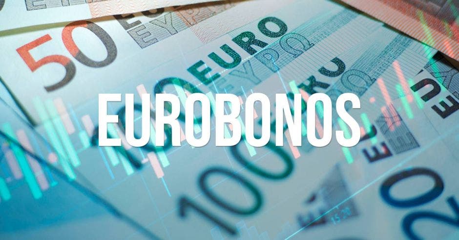 Billetes y palabra eurobonos escrita