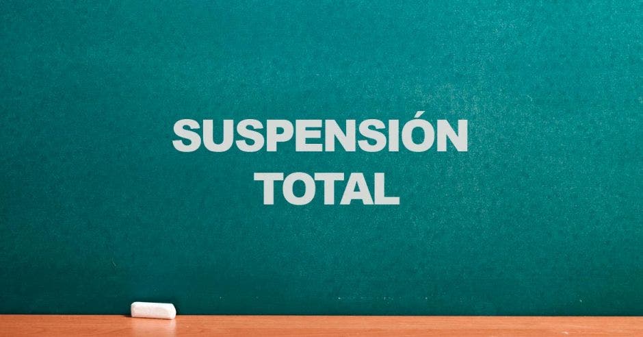 Una pizarra con la palabra suspensión total