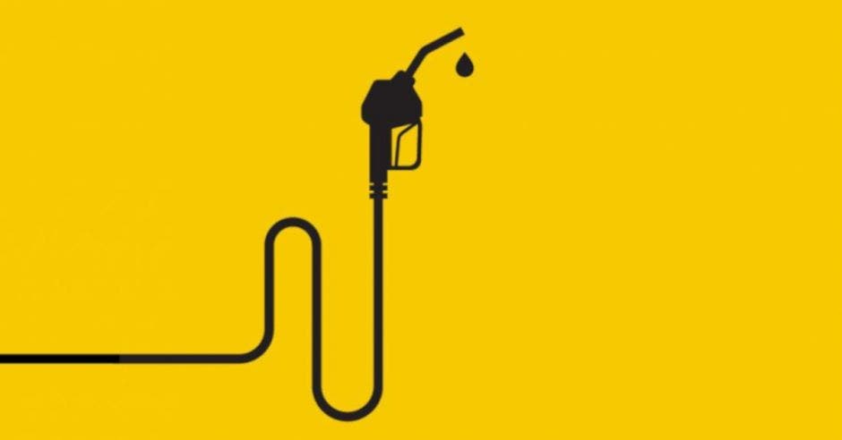 fondo amarillo y dibujo de dispensador de gasolina