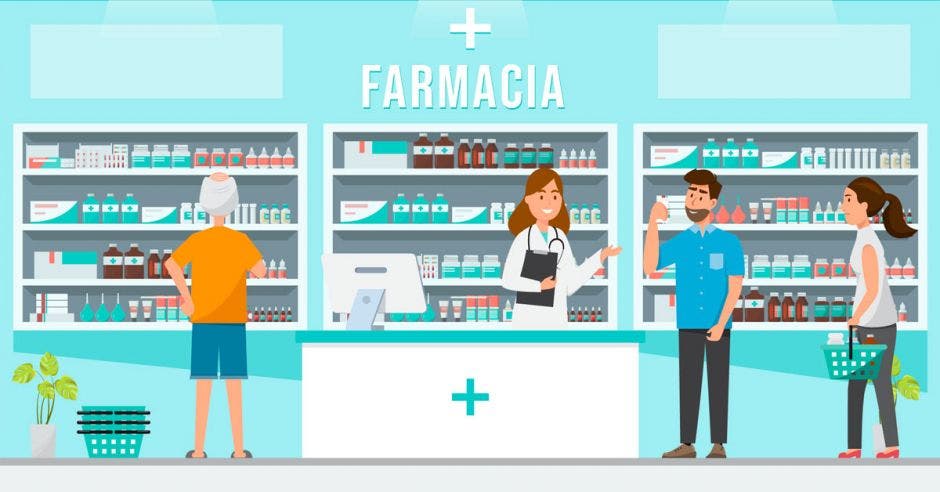 Un dibujo de una farmacia