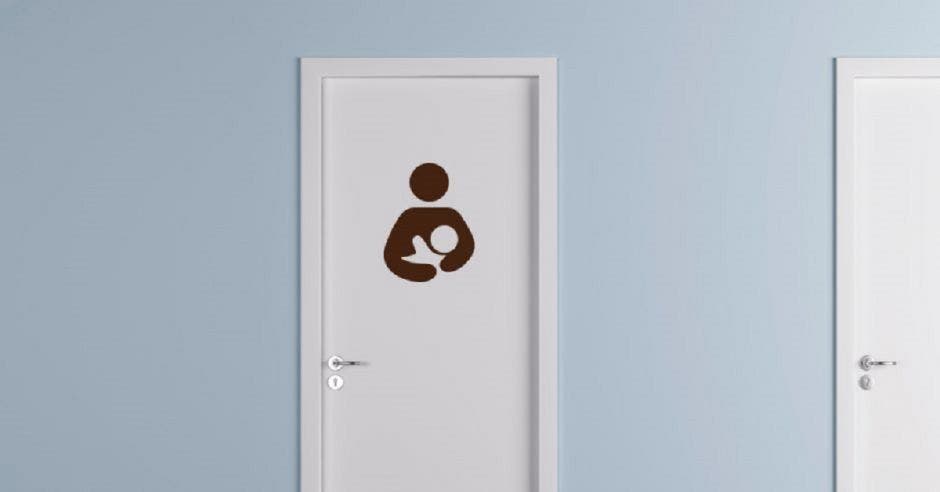 Una puerta con un símbolo de lactancia